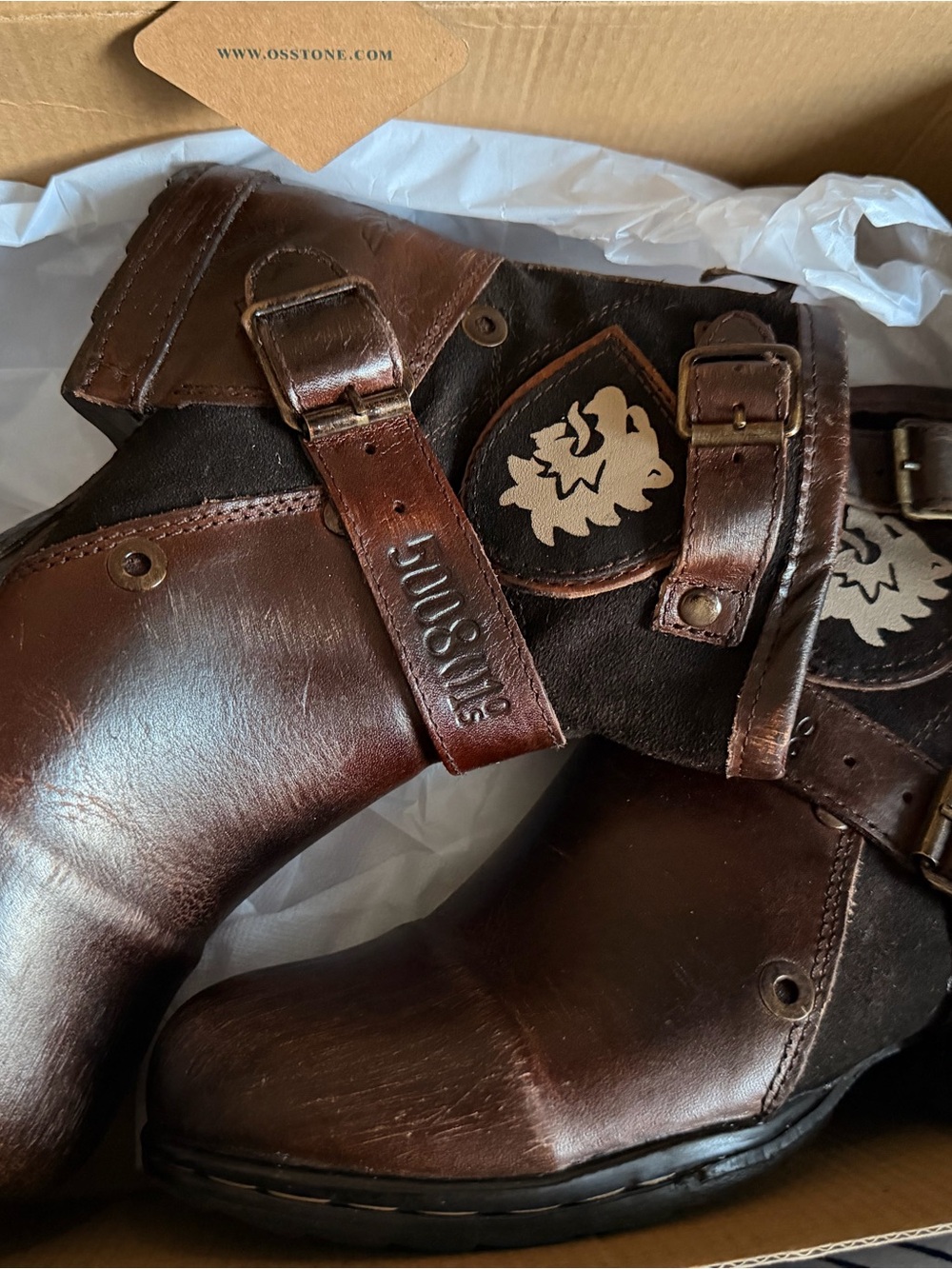 Men's Brown Leather Buckle Ankle Boots